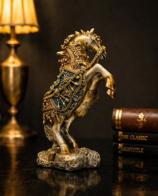 PAIR OF Royal Golden Horse Statue Set