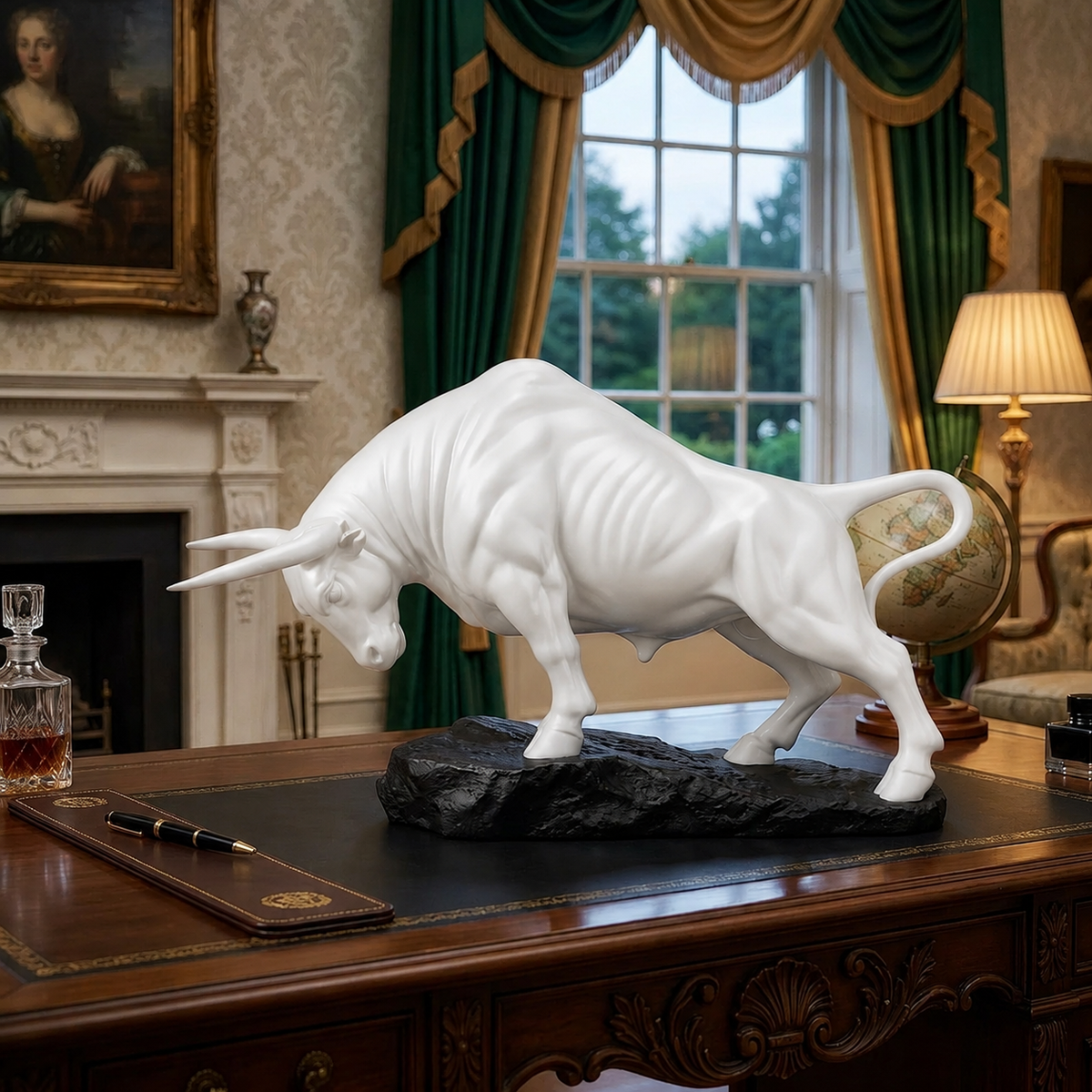 Luxury White Bull Sculpture