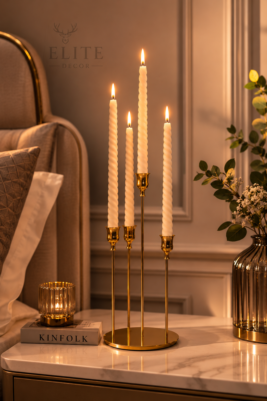 Luxury Gold Spiral Candle Holder Set – Modern Table Decor