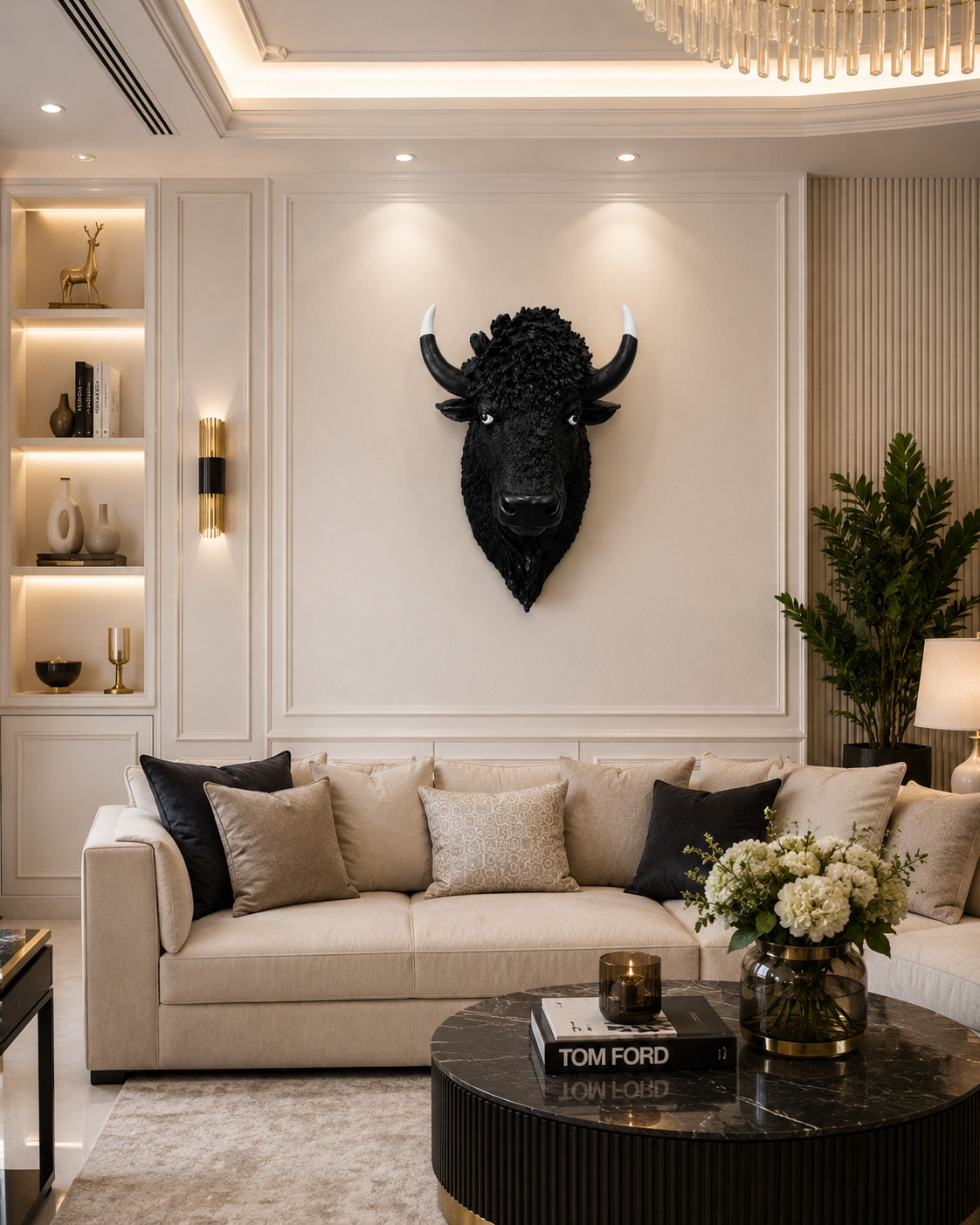 Premium Black Bull Wall Mount Sculpture