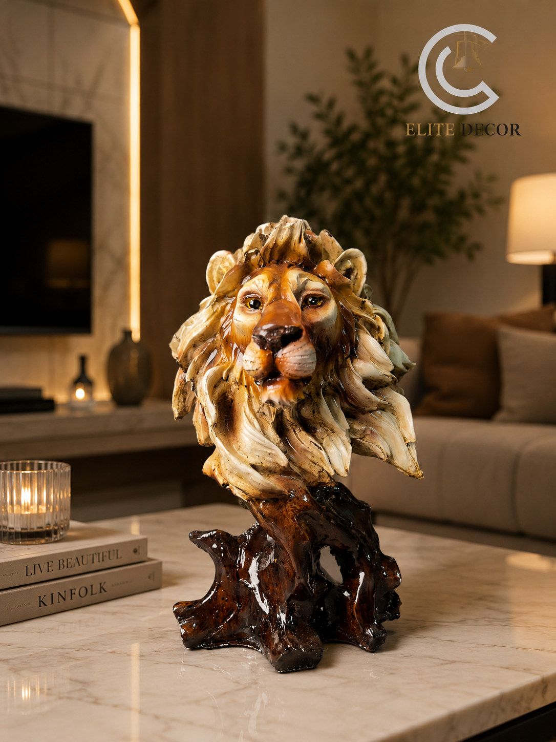 Royal Lion Head Decor Statue