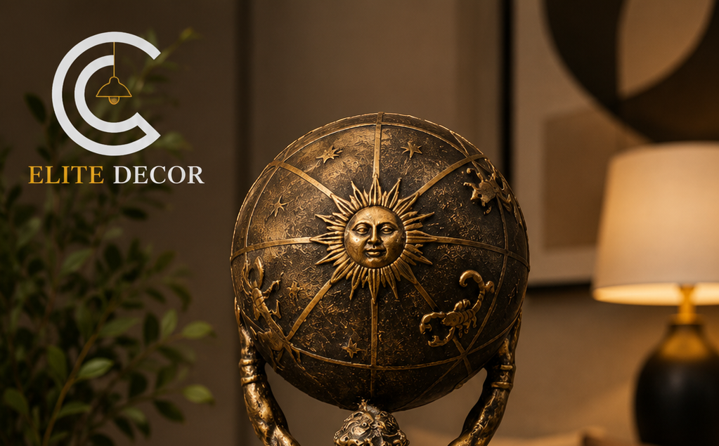 Atlas Zodiac Globe Statue – Luxury Table Decor