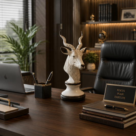 Vintage Antelope Head Sculpture – Luxury Wildlife Table Decor