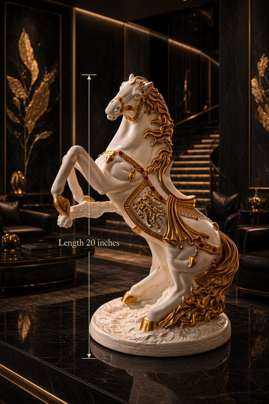 White & Gold Rearing Horse