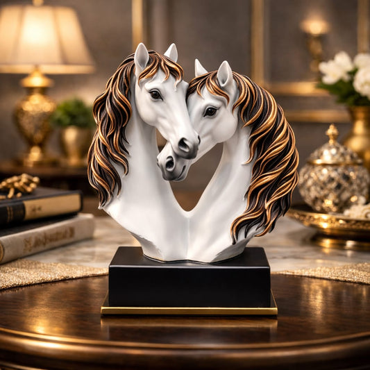 Double Face White Horse Sculpture – 10 Inches