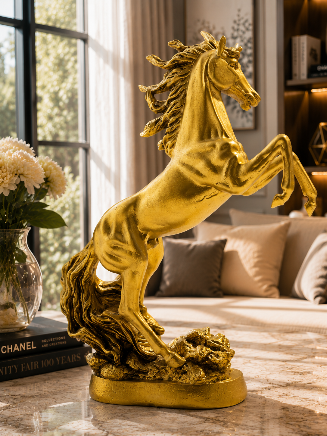 Golden Majesty Horse Sculpture