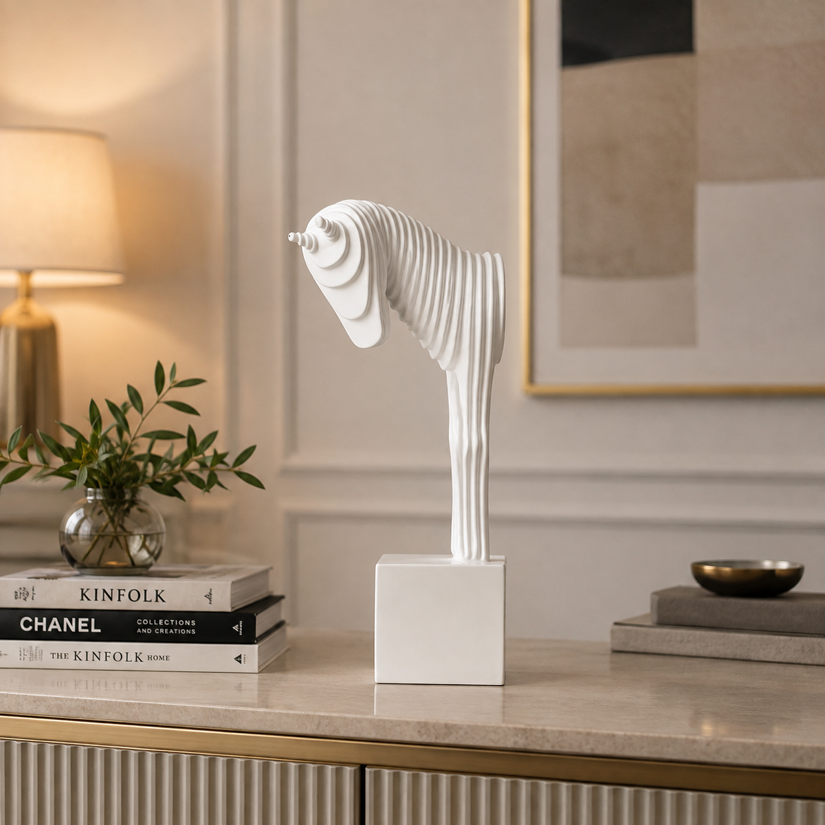 Modern Abstract Horse Sculpture Set (Black & White)