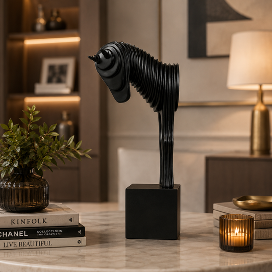 Abstract Horse Sculpture Set (Black & White)