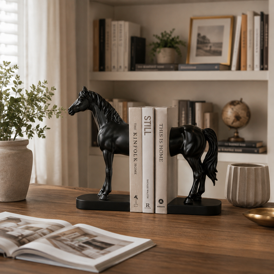 Elegant Horse Bookend Set – Modern Polyresin Decorative Book Holder
