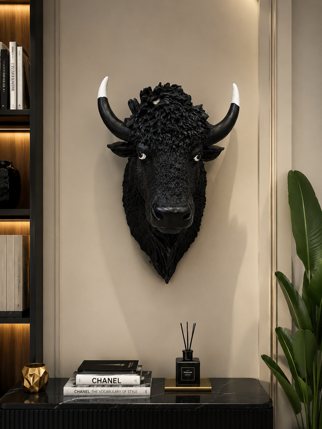 Premium Black Bull Wall Mount Sculpture