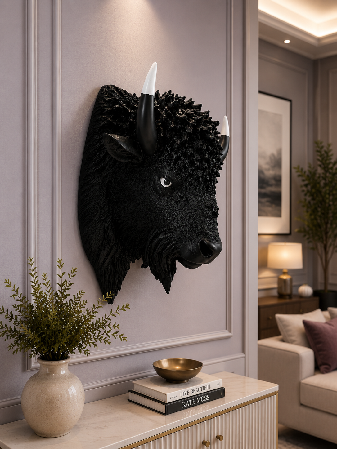 Premium Black Bull Wall Mount Sculpture