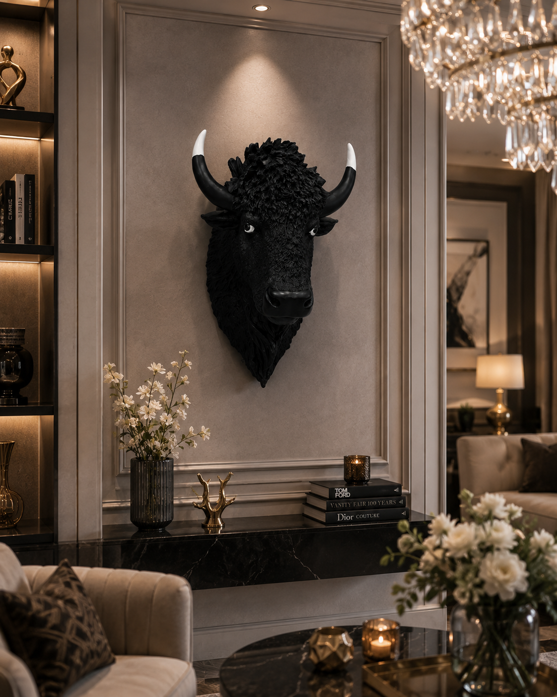 Premium Black Bull Wall Mount Sculpture