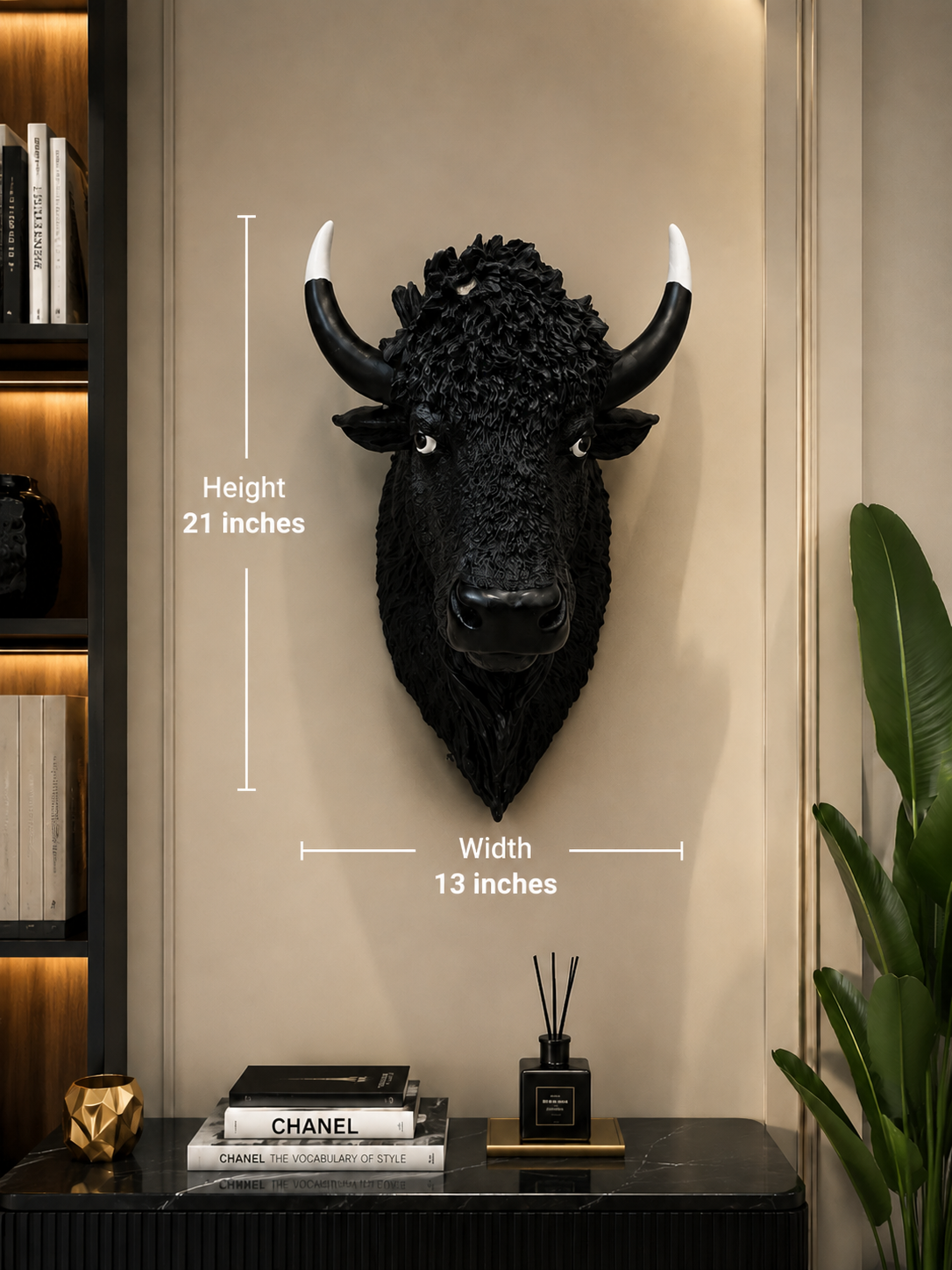 Premium Black Bull Wall Mount Sculpture