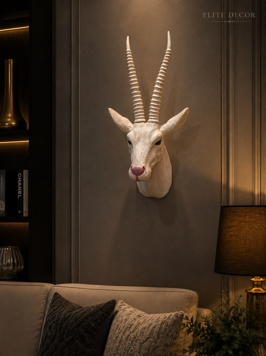 Elegant White Antelope Wall Head – Luxury Wall Decor