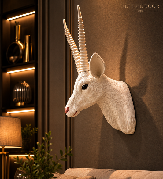 Elegant White Antelope Wall Head – Luxury Wall Decor