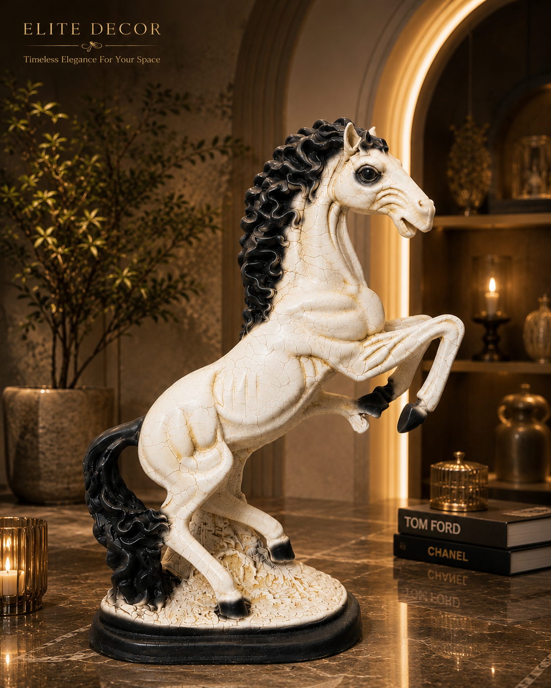 Royal Rearing Horse Statue – Premium Luxury Decor Showpiece