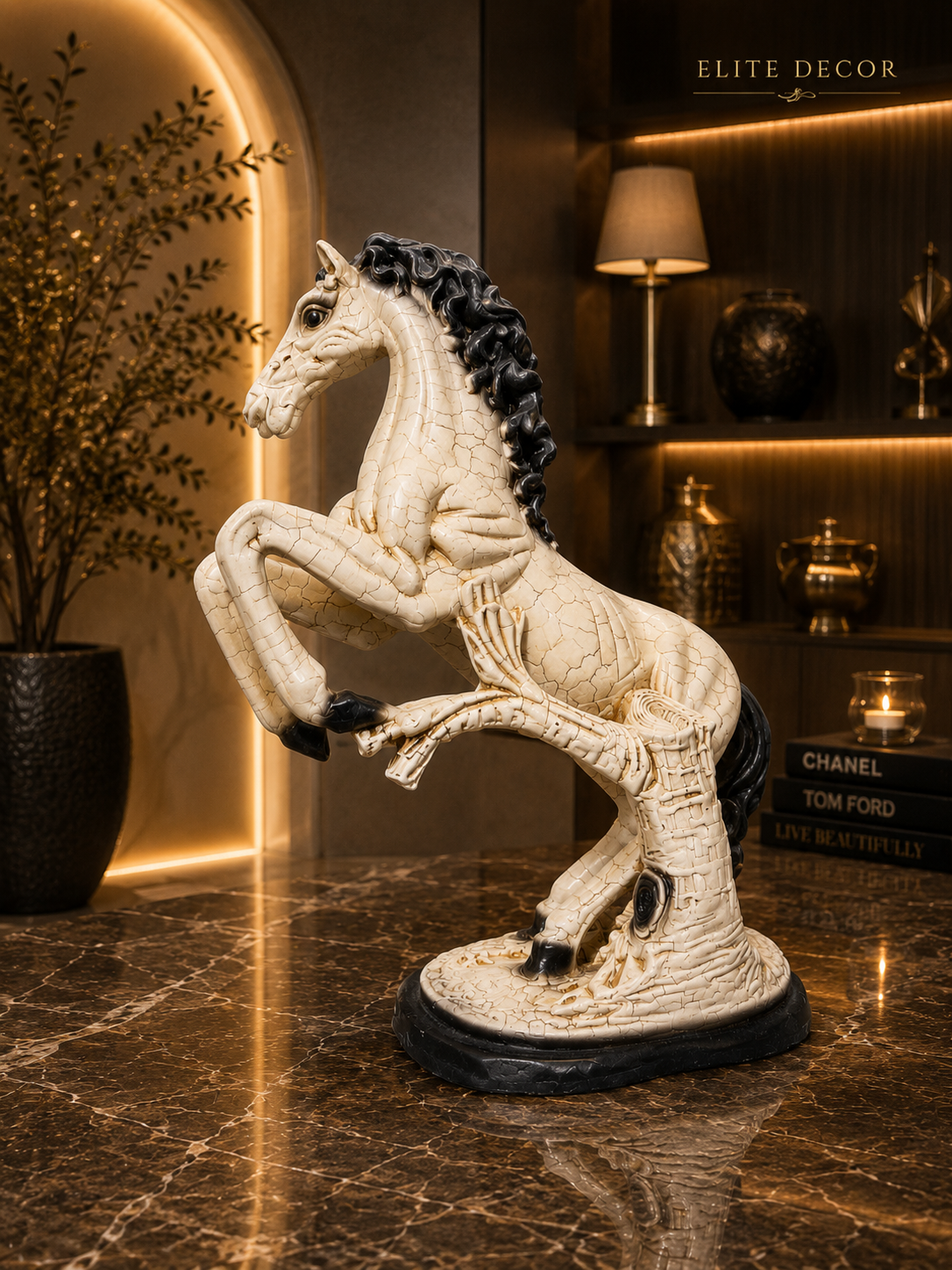 Royal Rearing Horse Statue – Premium Luxury Decor Showpiece