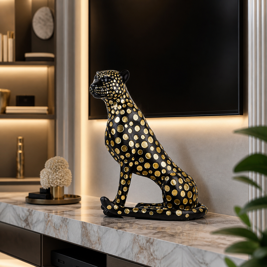 Luxury Black Leopard Decorative Showpiece