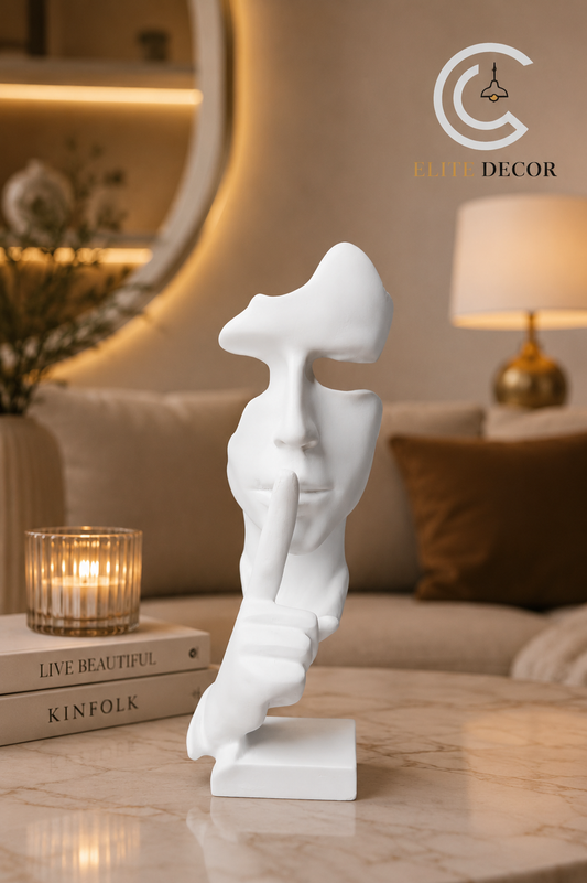 Modern Abstract Face Decor Statue – Elegant White Art