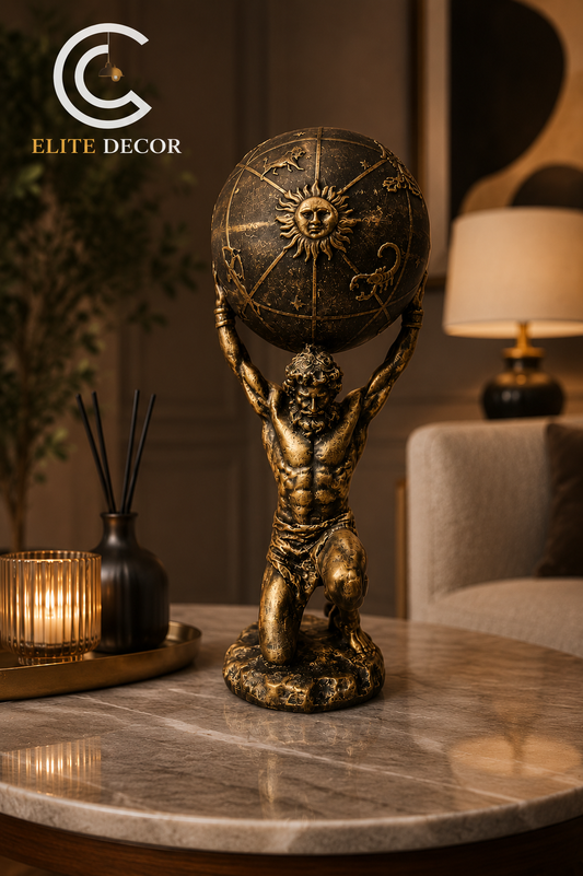 Atlas Zodiac Globe Statue – Luxury Table Decor