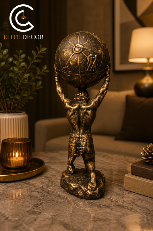 Atlas Zodiac Globe Statue – Luxury Table Decor