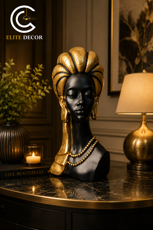 Luxury African Lady Bust Statue – Elegant Home Décor Showpiece