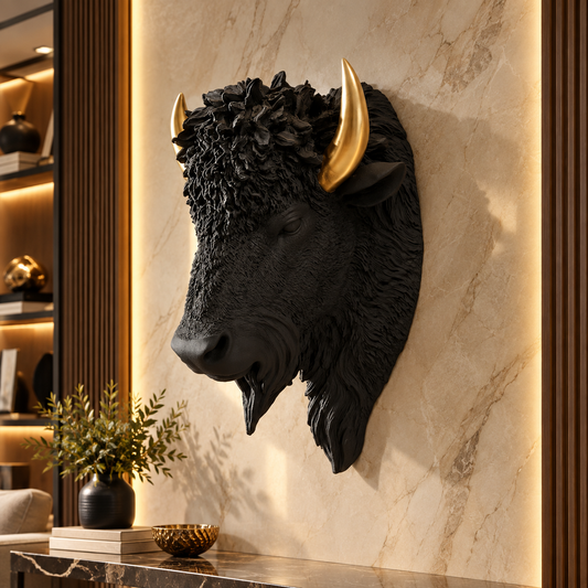 Premium Black Bull Wall Mount Sculpture
