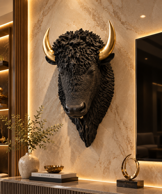 Premium Black Bull Wall Mount Sculpture