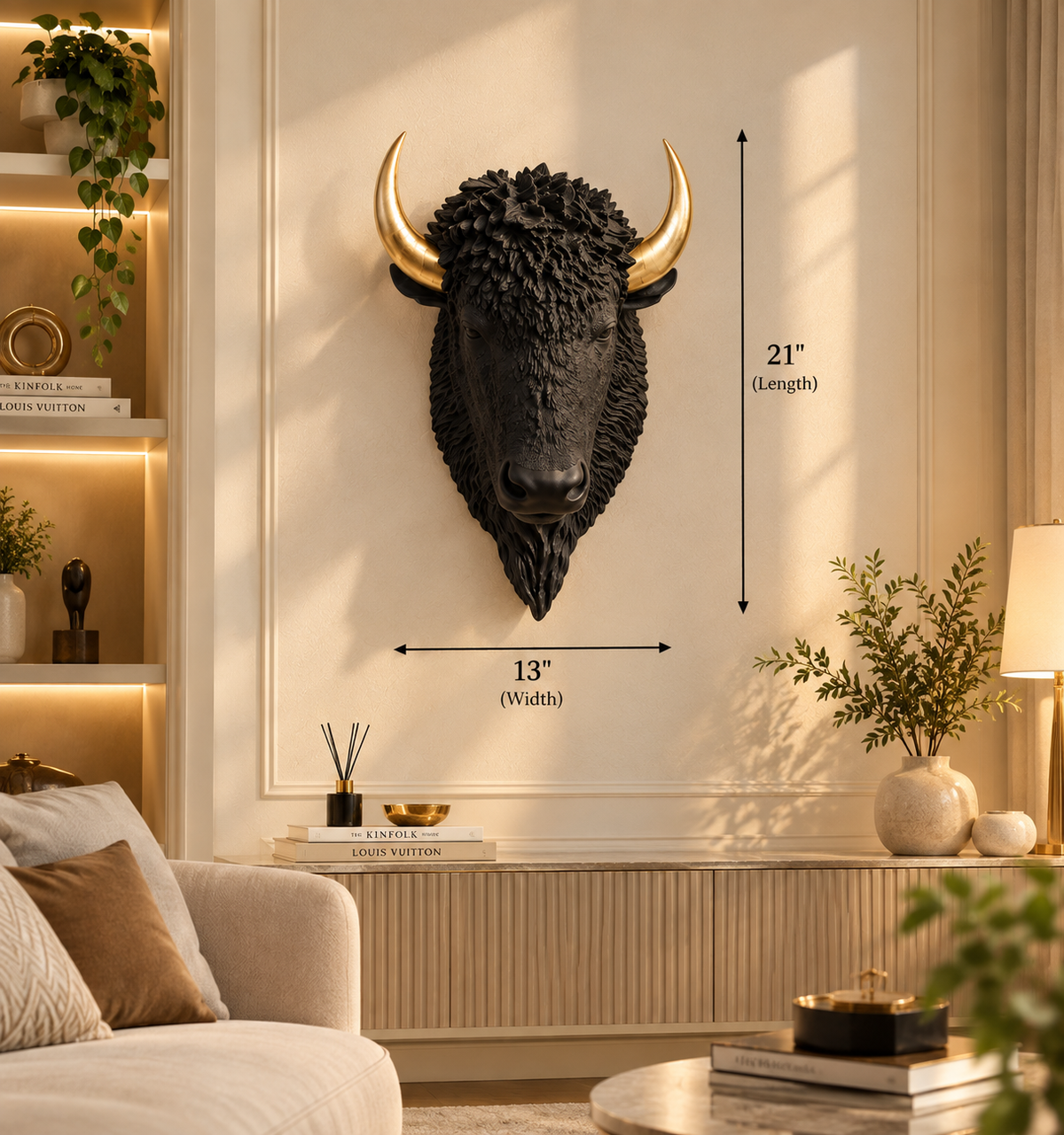 Premium Black Bull Wall Mount Sculpture