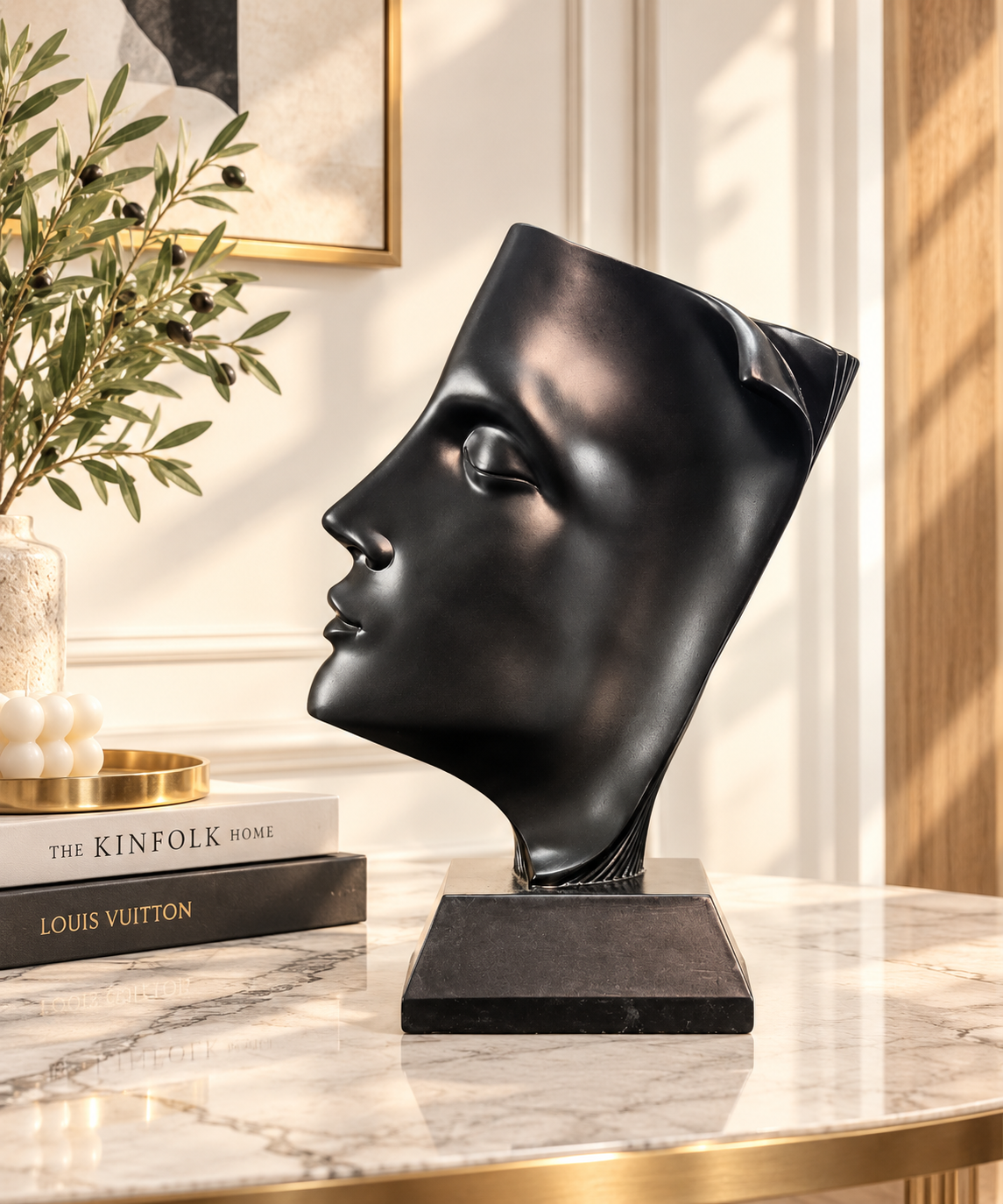 Abstract Face Sculpture Set – Black