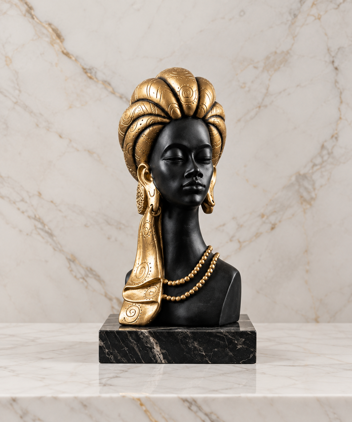Luxury African Lady Bust Statue – Elegant Home Décor Showpiece