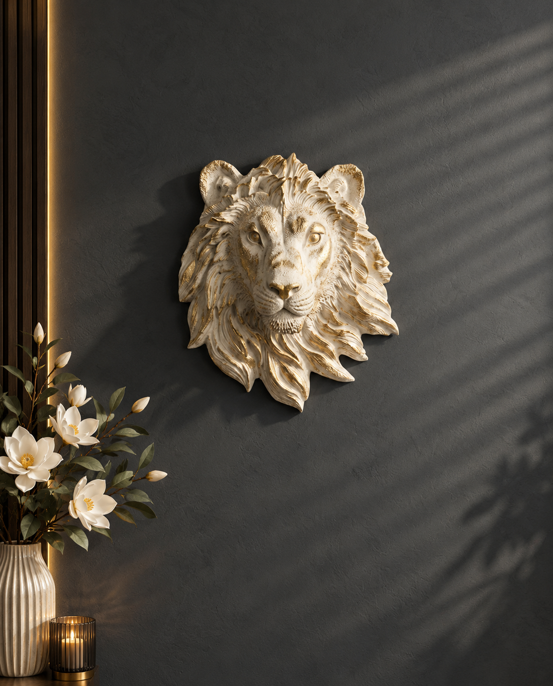 Royal White Lion Wall Head Decor