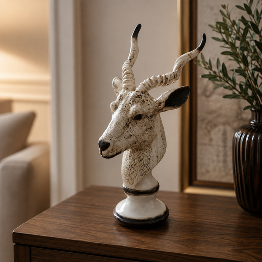 Vintage Antelope Head Sculpture – Luxury Wildlife Table Decor