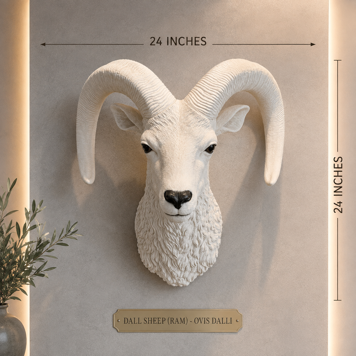 Luxury White Ram Wall Decor Head – Premium Nordic Style Wall Sculpture