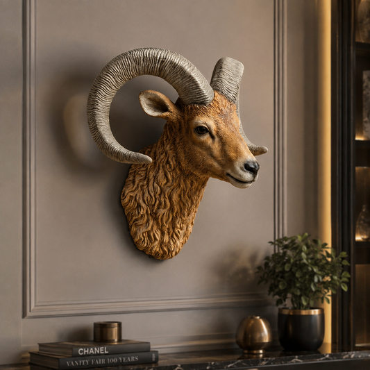 Luxury White Ram Wall Decor Head – Premium Nordic Style Wall Sculpture