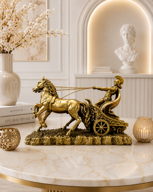 Luxury Golden Roman Chariot Statue – Premium Home Decor