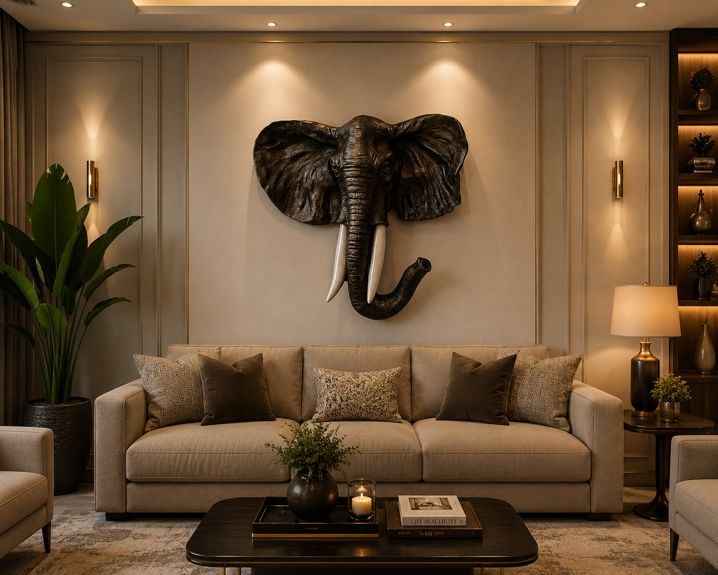 Premium Elephant Wall Decor – Resin Hand Art Sculpture