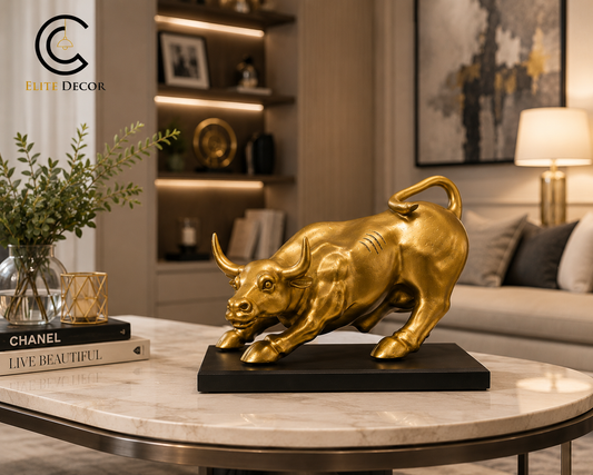 Luxury Golden Bull Statue – Modern Home & Office Decor