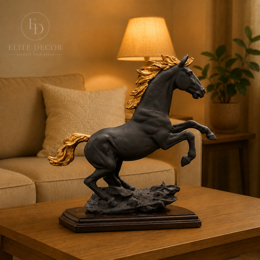 Premium running black & gold horse