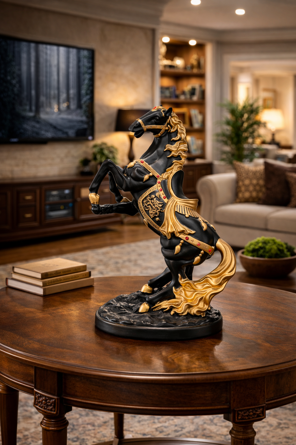 Elegant Horse Head Sculpture – Premium Black & White Luxury Decor