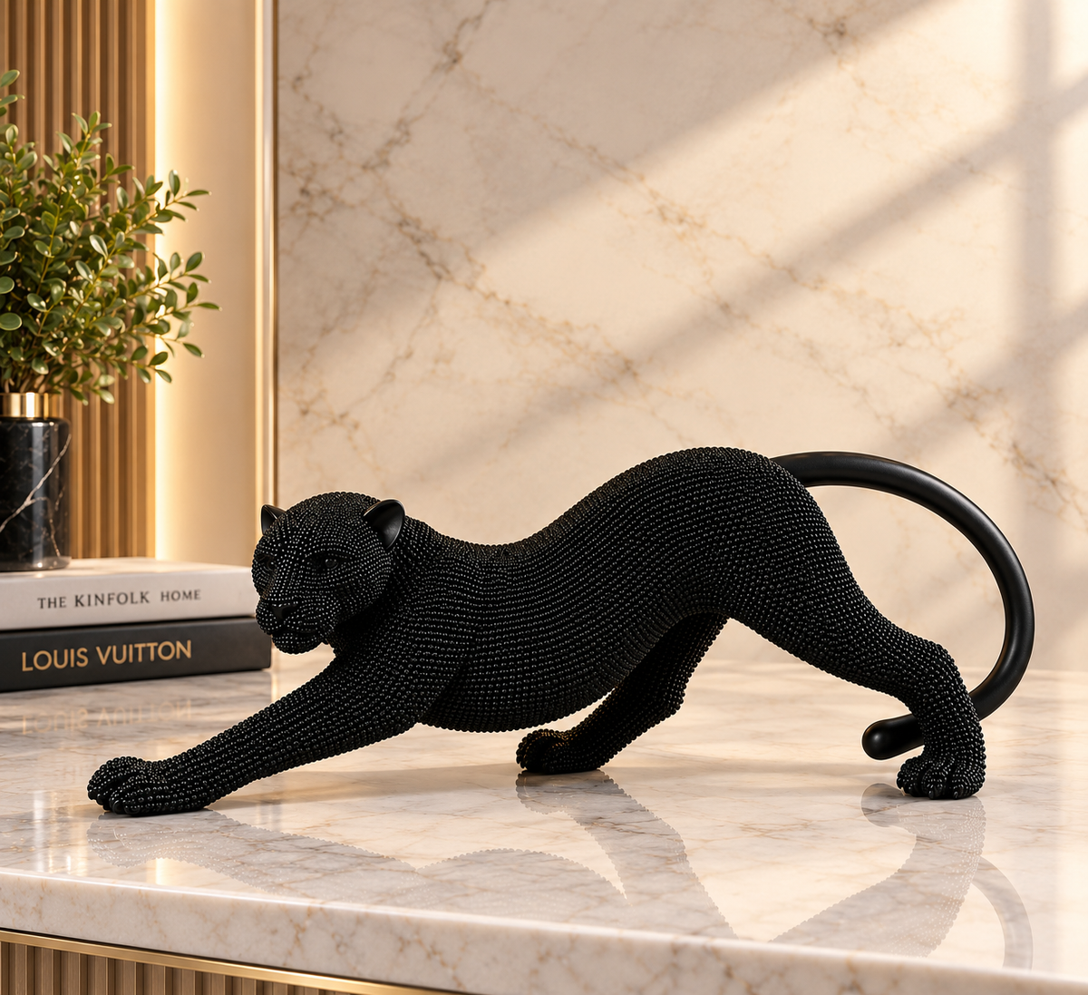 Luxury Black Panther Sculpture