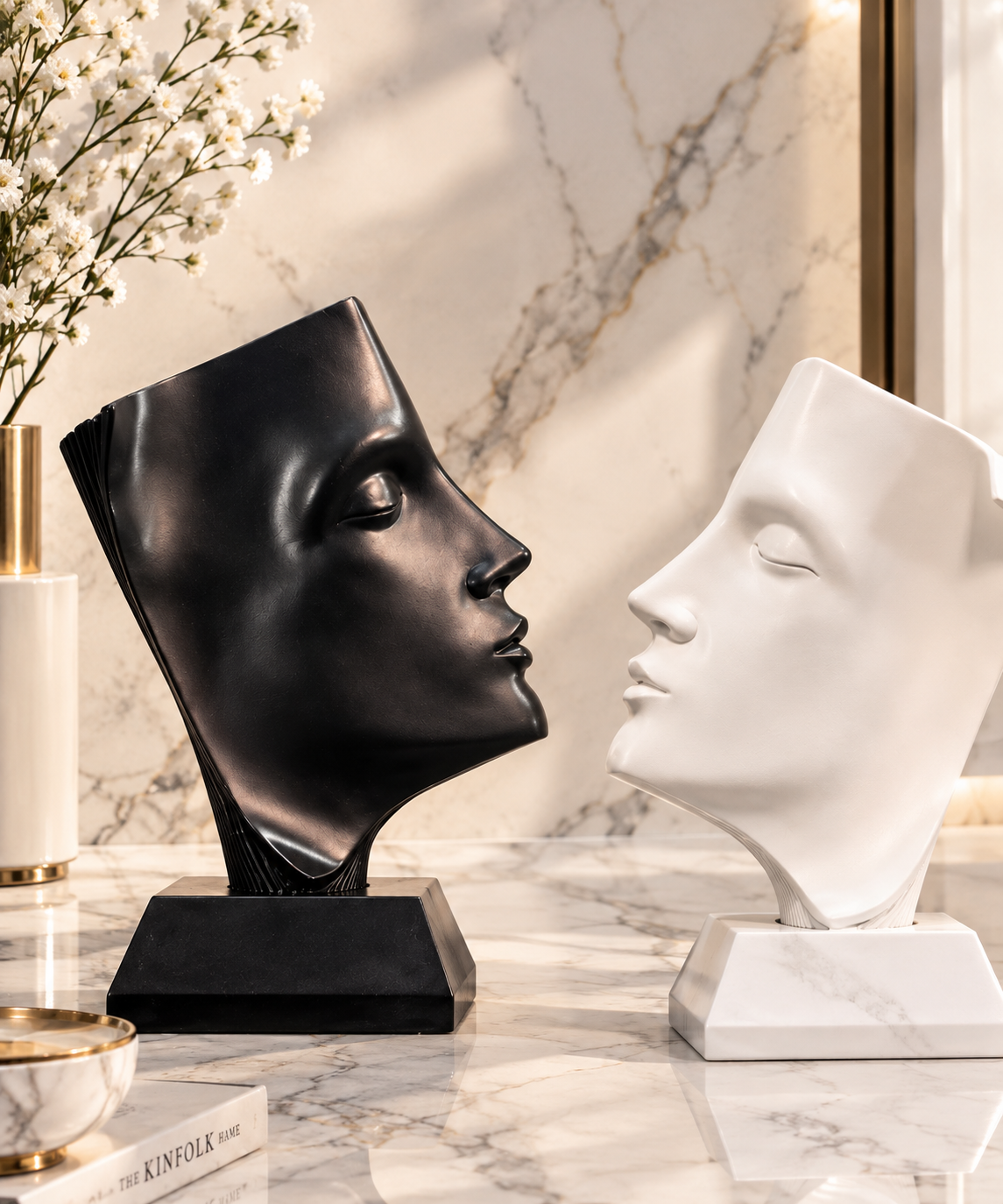 Modern Abstract Face Sculpture – Minimalist  (white)