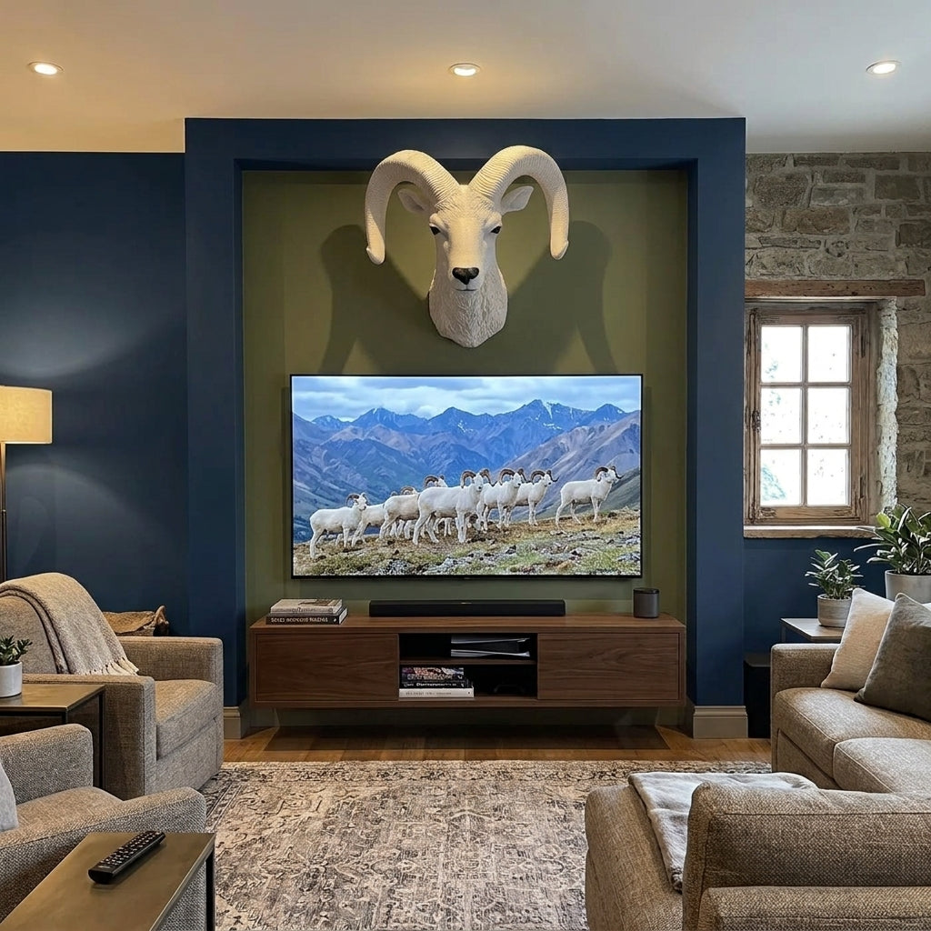 Luxury White Ram Wall Decor Head – Premium Nordic Style Wall Sculpture