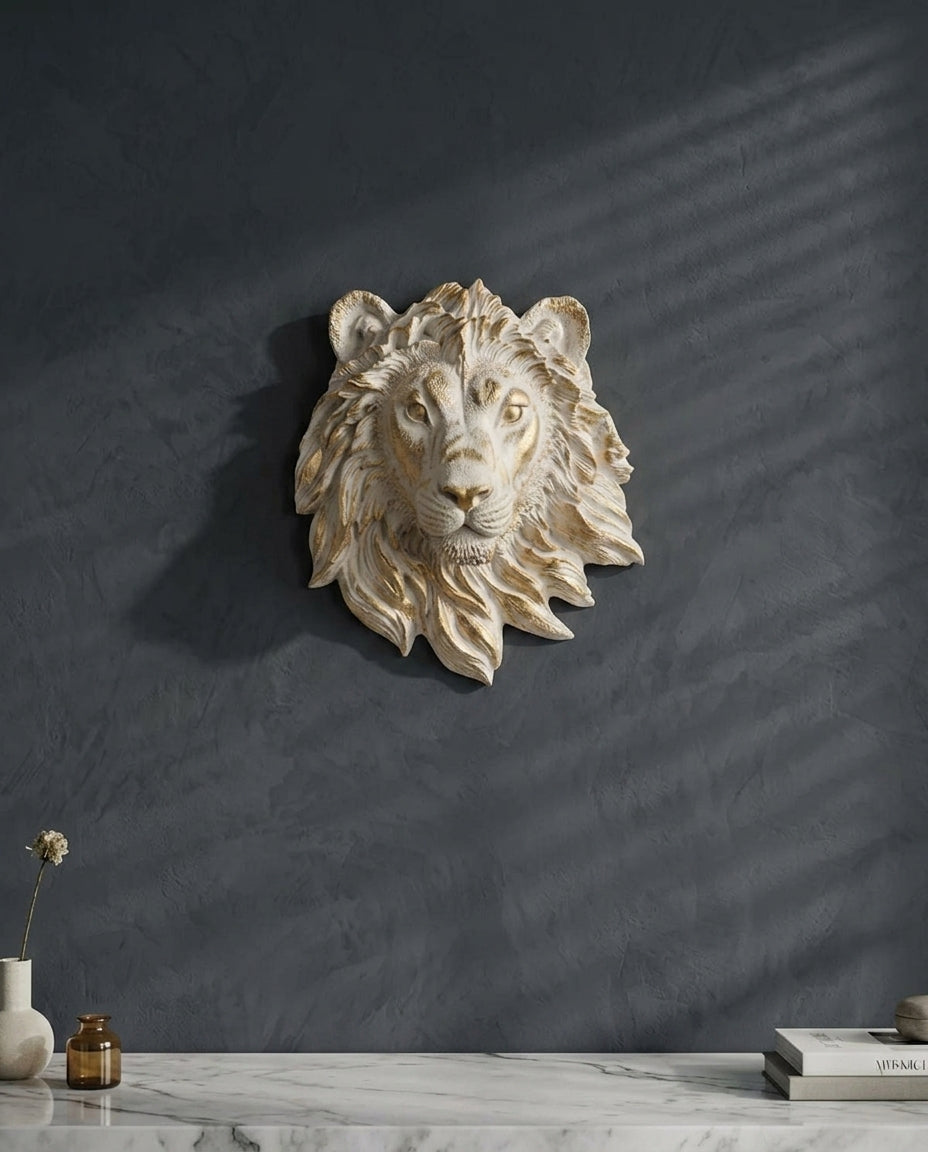 Royal White Lion Wall Head Decor