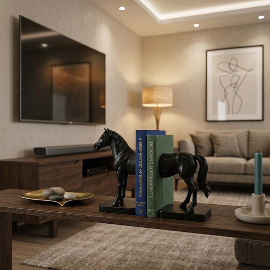 Elegant Horse Bookend Set – Modern Polyresin Decorative Book Holder