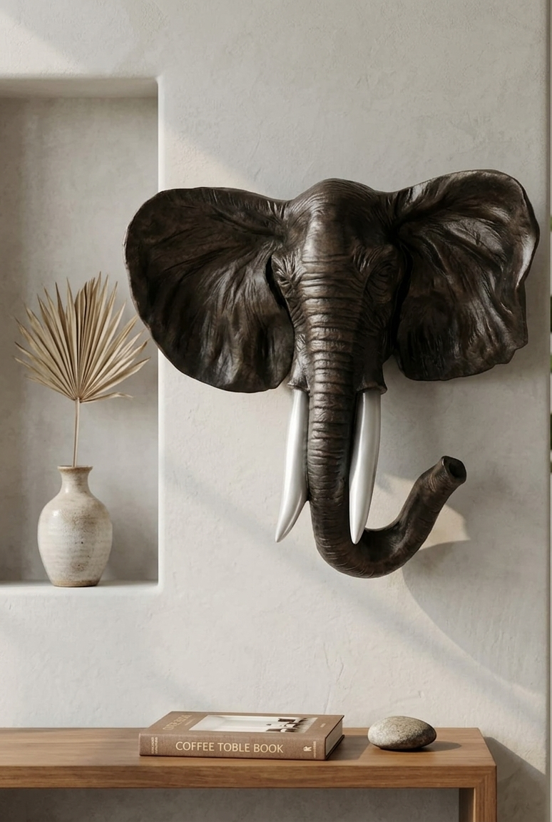 Premium Elephant Wall Decor – Resin Hand Art Sculpture
