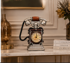 Vintage Rotary Telephone Clock – Antique Style Desk Decor with Classic Charm