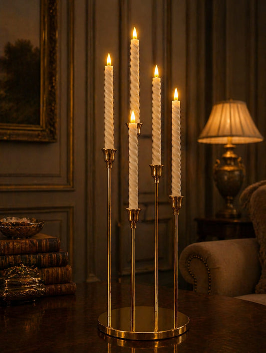 5 candle stand premium metal with batteries candles