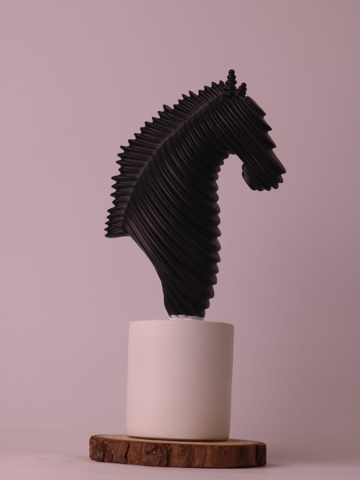 Abstract Striped Horse Head Statue