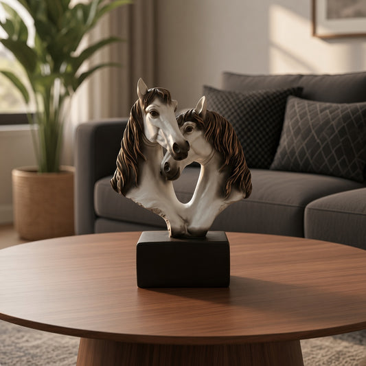 Double Face White Horse Sculpture – 10 Inches